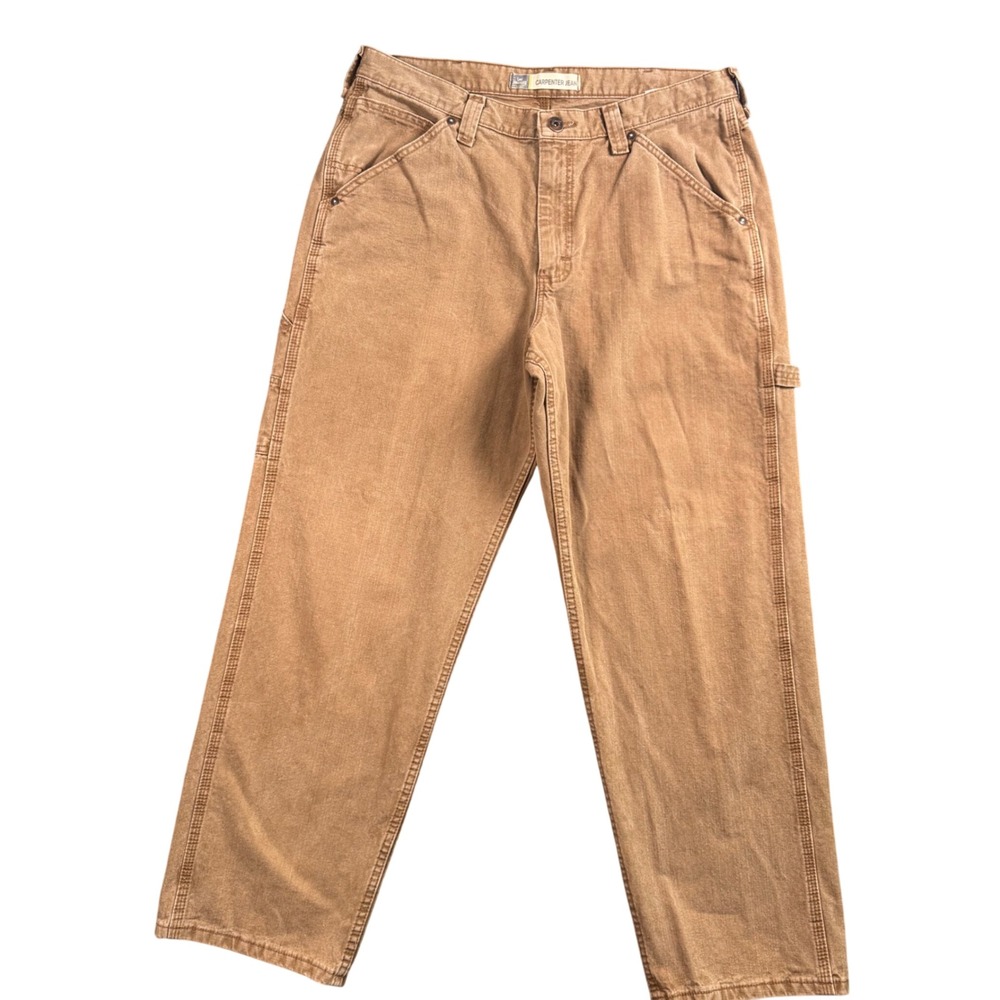 VTG Lee Carpenter Jeans Mens 35x30 Brown Duck Canvas Workwear Utility Y2K Skater